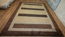 Load image into Gallery viewer, Striped Brown Gabbeh Oriental Area Rug 9x12 One of a Kind