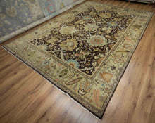 Load image into Gallery viewer, Brown Floral Oushak Indian Area Rug 9x12 One of a Kind