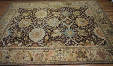 Load image into Gallery viewer, Brown Floral Oushak Indian Area Rug 9x12 One of a Kind