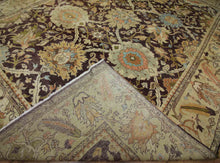 Load image into Gallery viewer, Brown Floral Oushak Indian Area Rug 9x12 One of a Kind