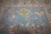 Load image into Gallery viewer, Floral Blue Oushak Vegetable Dye Area Rug 8x10 One of a Kind