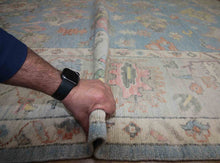 Load image into Gallery viewer, Floral Blue Oushak Vegetable Dye Area Rug 8x10 One of a Kind