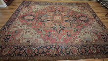 Load image into Gallery viewer, Pre-1900 Vegetable Dye Heriz Serapi Persian Area Rug 9x12 One of a Kind