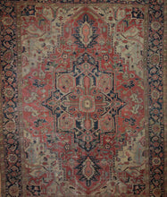 Load image into Gallery viewer, Pre-1900 Vegetable Dye Heriz Serapi Persian Area Rug 9x12 One of a Kind