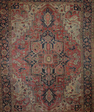 Load image into Gallery viewer, Pre-1900 Vegetable Dye Heriz Serapi Persian Area Rug 9x12 One of a Kind