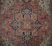 Load image into Gallery viewer, Pre-1900 Vegetable Dye Heriz Serapi Persian Area Rug 9x12 One of a Kind