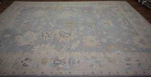 Load image into Gallery viewer, Hand-Knotted Vegetable Dye Muted Blue Oushak Turkish Area Rug 10x14