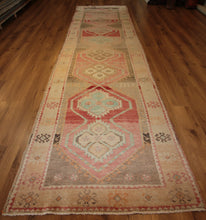 Load image into Gallery viewer, Vegetable Dye Oushak Turkish Runner Rug 3x14 One of a Kind
