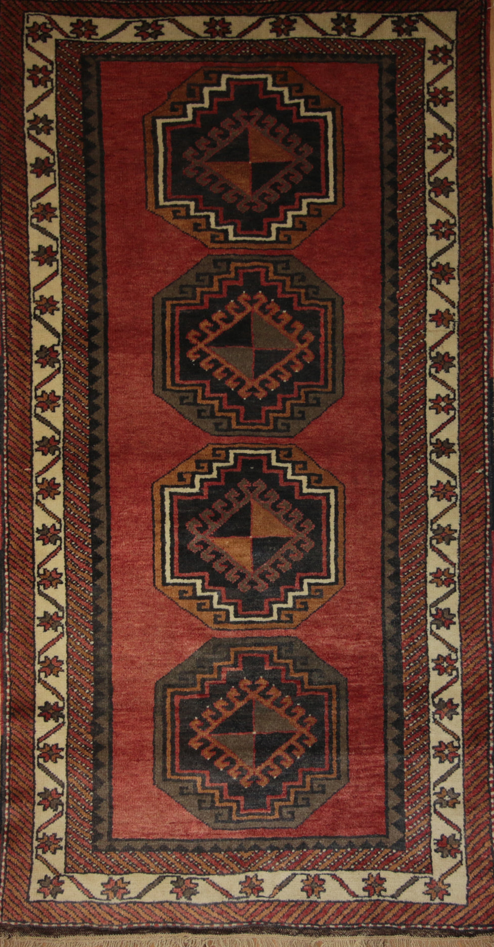 Vegetable Dye Red Anatolian Turkish Rug 3x5 One of a Kind