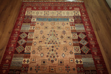 Load image into Gallery viewer, Hand Knotted Gabbeh Kashkoli Wool Area Rug 5x7 One of a Kind
