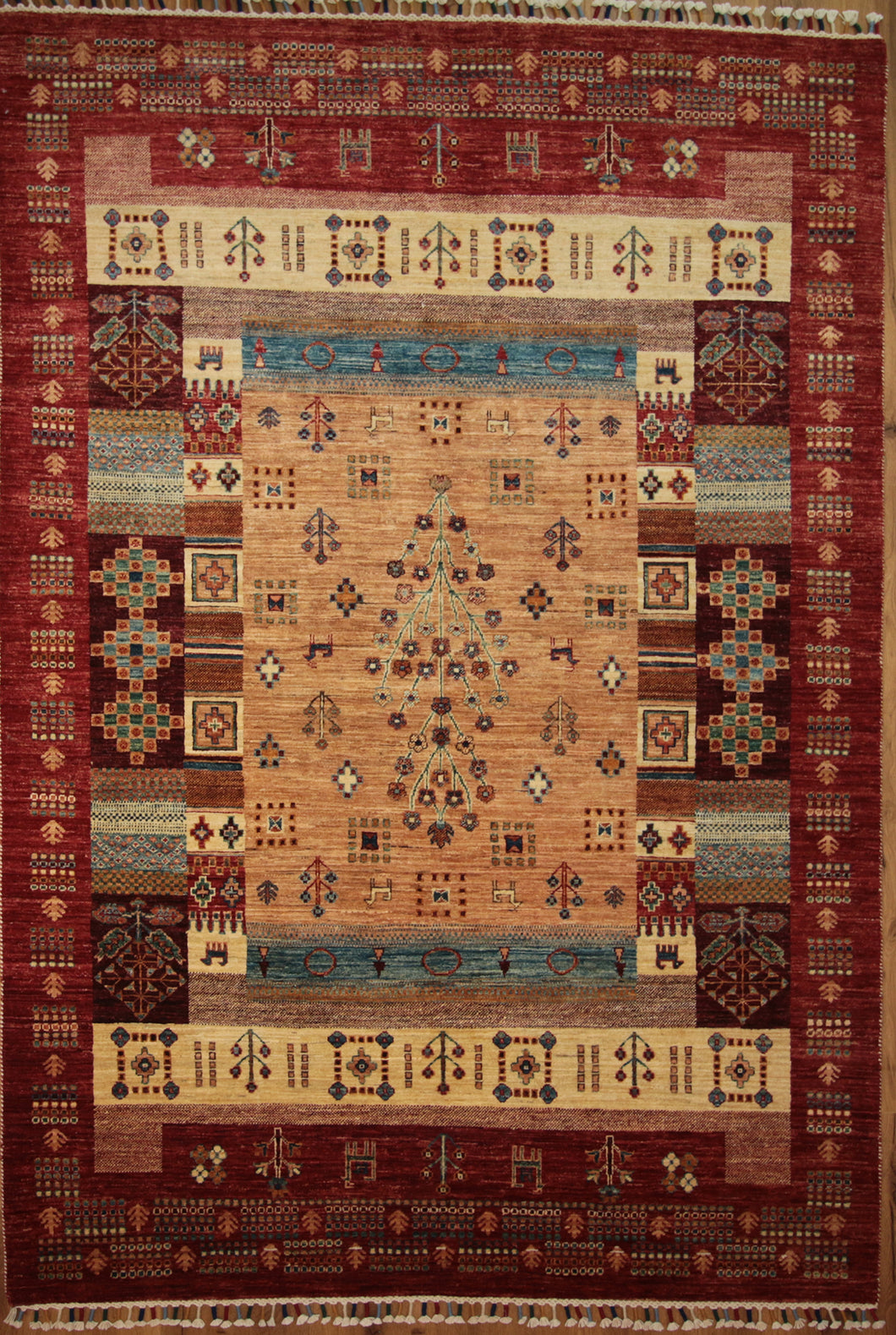 Hand Knotted Gabbeh Kashkoli Wool Area Rug 5x7 One of a Kind