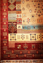 Load image into Gallery viewer, Hand Knotted Gabbeh Kashkoli Wool Area Rug 5x7 One of a Kind
