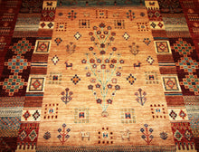 Load image into Gallery viewer, Hand Knotted Gabbeh Kashkoli Wool Area Rug 5x7 One of a Kind
