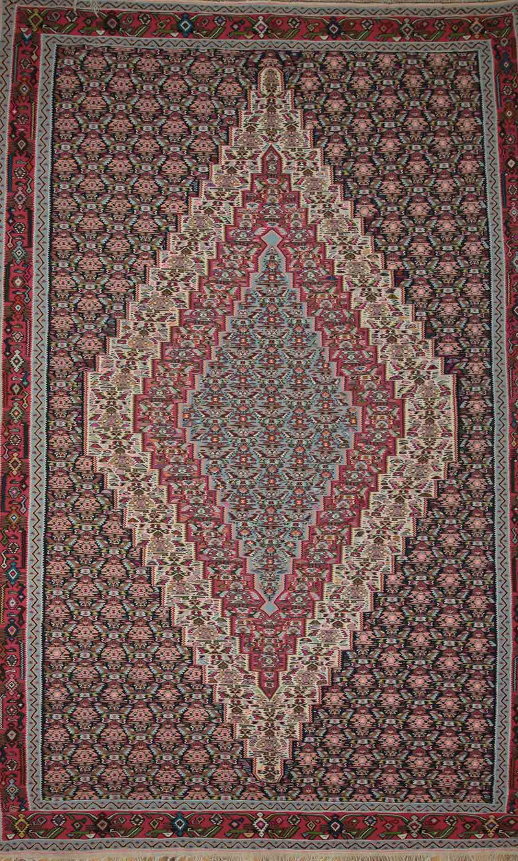 Geometric Kilim Senneh Persian Area Rug 8x10 One of a Kind