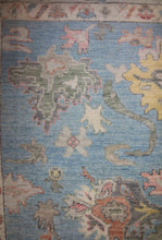 Load image into Gallery viewer, Floral Blue Oushak Vegetable Dye Area Rug 8x10 One of a Kind
