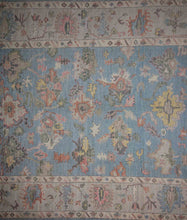 Load image into Gallery viewer, Floral Blue Oushak Vegetable Dye Area Rug 8x10 One of a Kind
