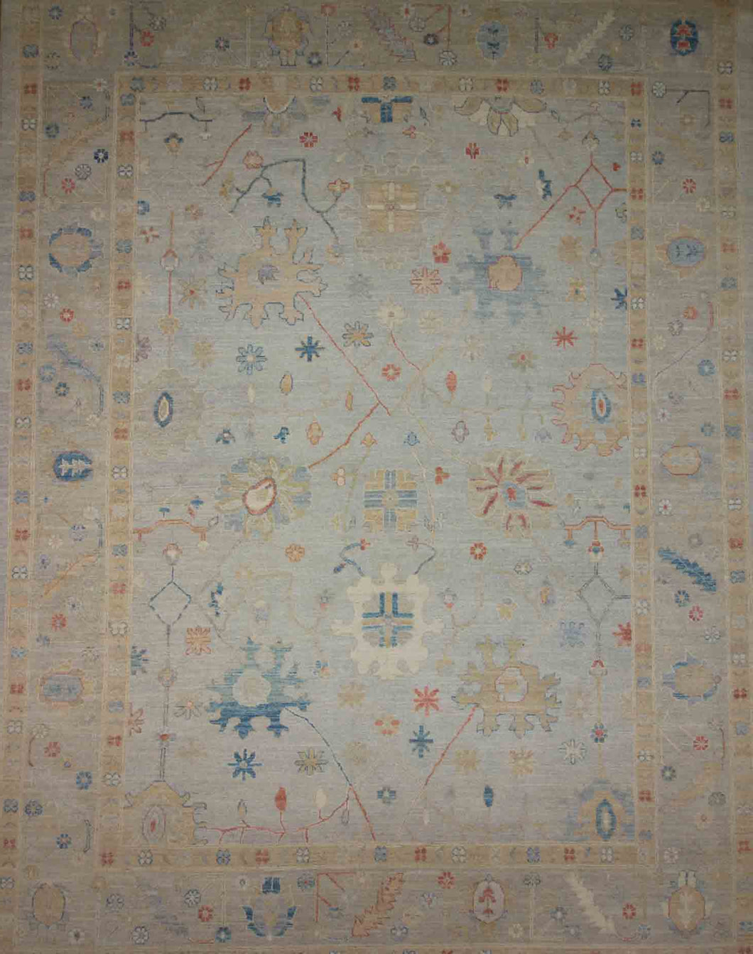 Vegetable Dye Wool Oushak Turkish Area Rug 9x12 One of a Kind