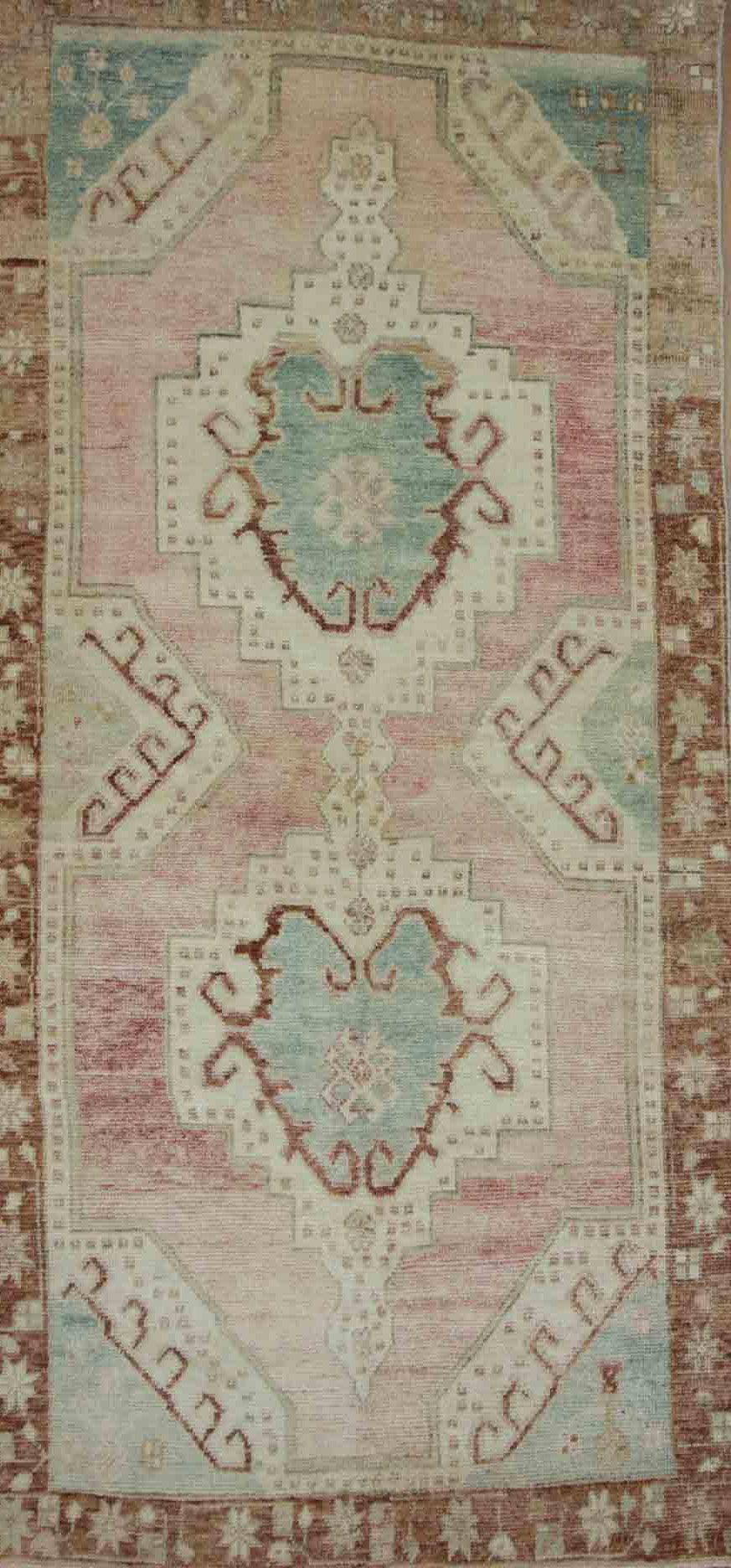 Muted Geometric Oushak Oriental Runner Rug 5x7 One of a Kind
