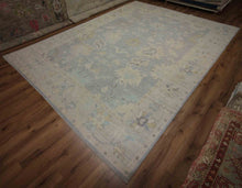 Load image into Gallery viewer, Hand-Knotted Vegetable Dye Muted Blue Oushak Turkish  Area Rug 10x14
