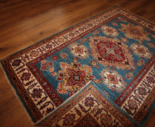 Load image into Gallery viewer, Vegetable Dye Super Kazak Wool Rug 3x5 One of a Kind
