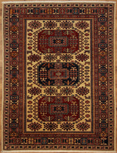 Load image into Gallery viewer, Geometric Super Kazak Oriental Area Rug 5x7 One of a Kind

