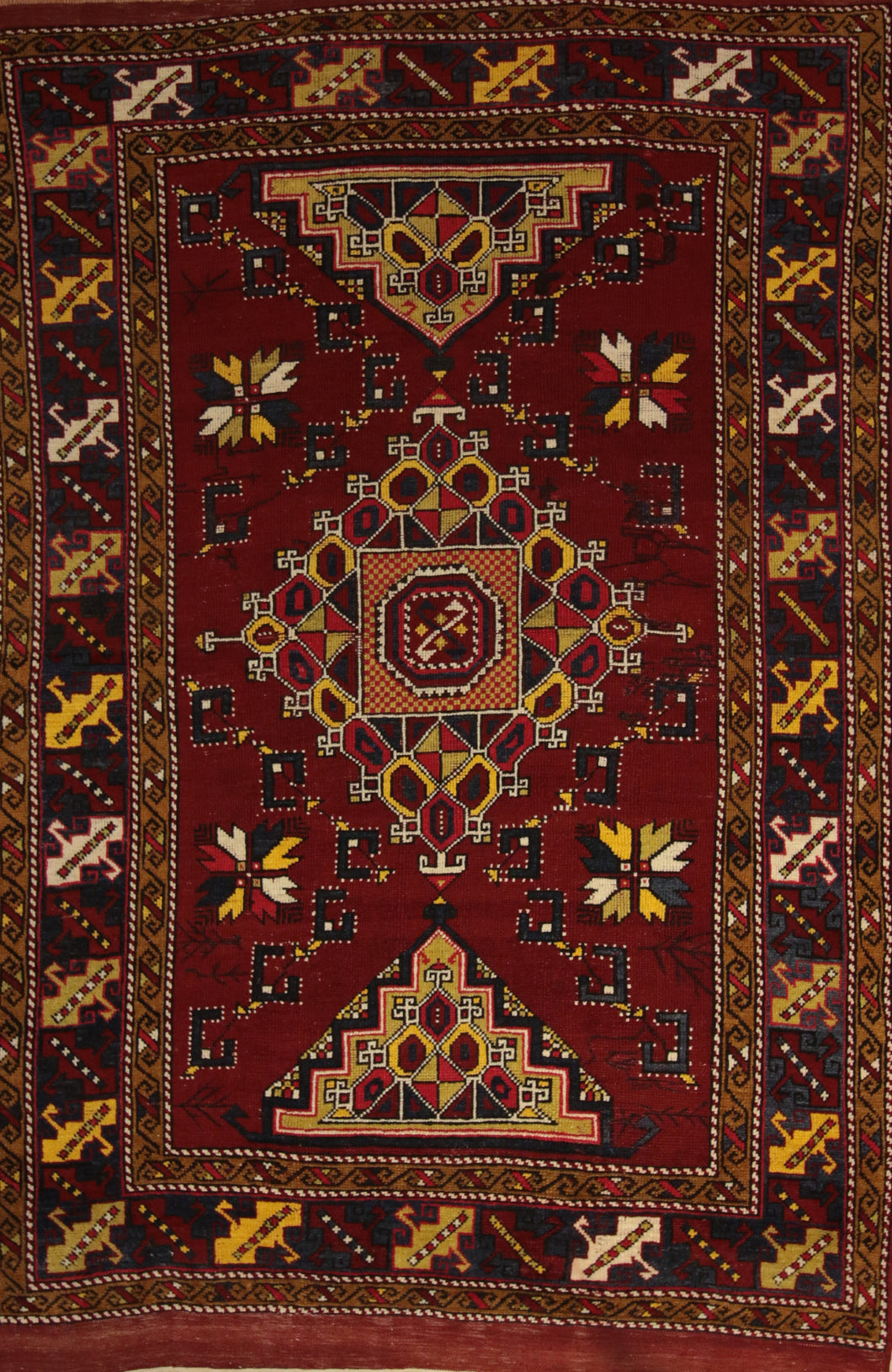 Geometric Anatolian Turkish Area Rug 5x7 One of a Kind