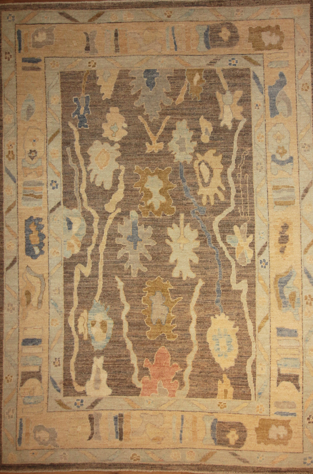 Vegetable Dye Oushak Turkish Area Rug 6x9 One of a Kind